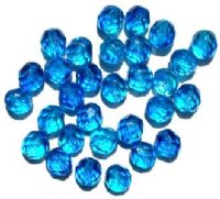 25 8mm Faceted Tri Tone Crystal/Aqua/Blue Firepolish Beads